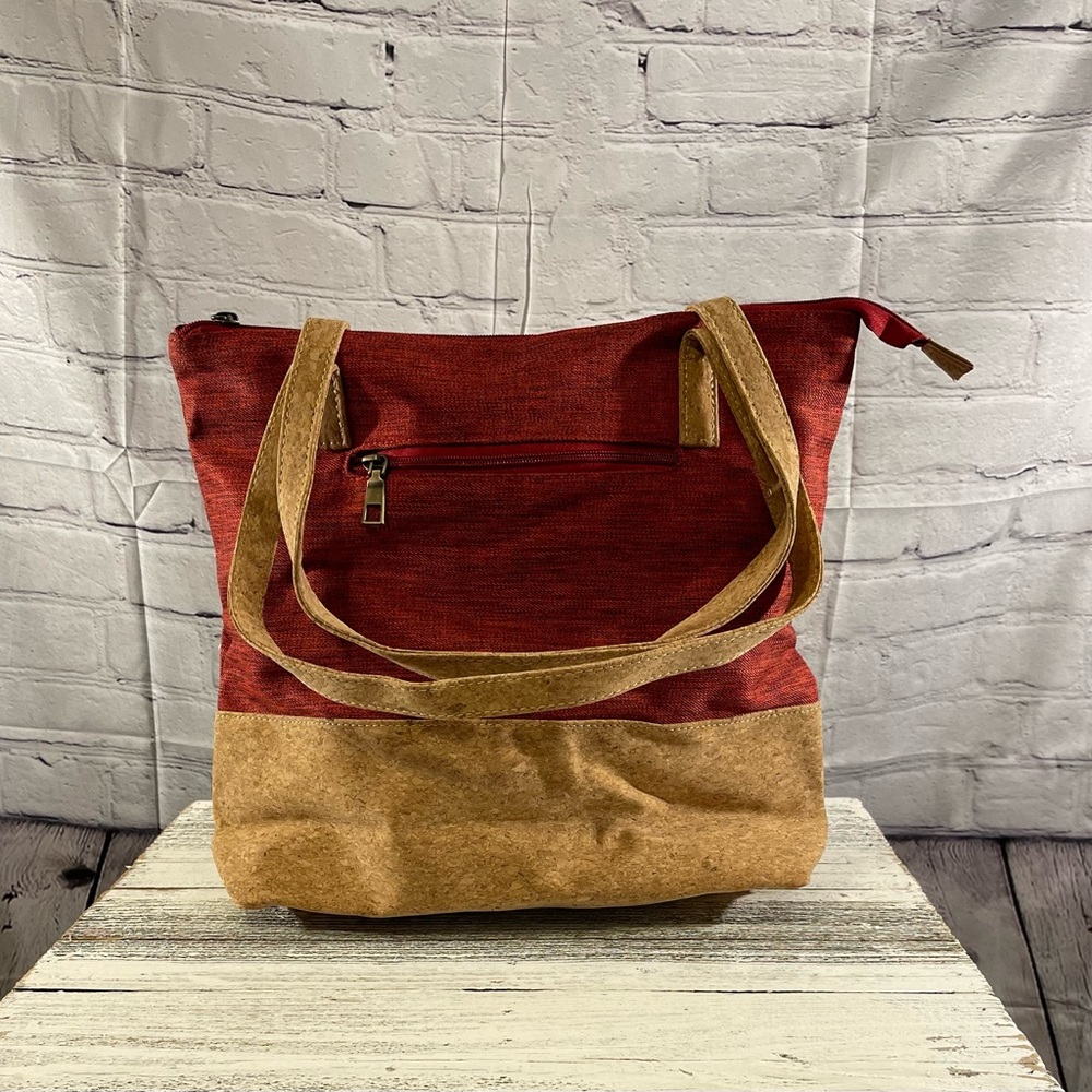 Beautiful two tone cork and fabric tote bag - Picture 2 of 5